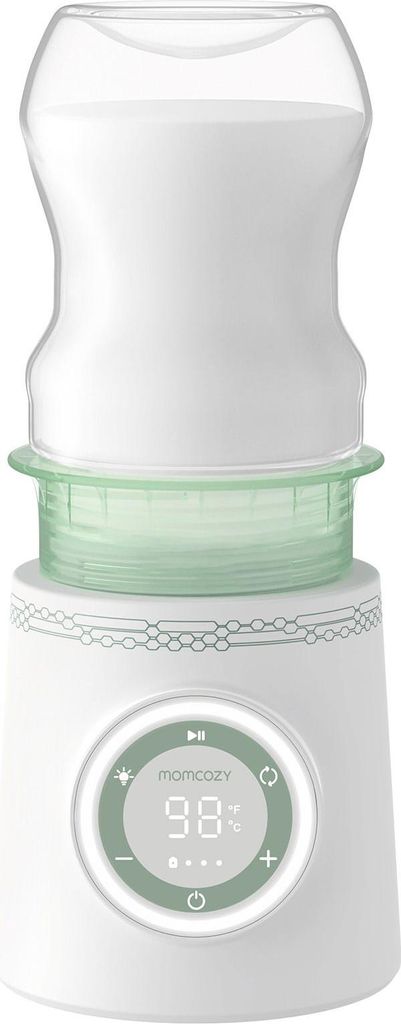 A white bottle warmer with a digital display.