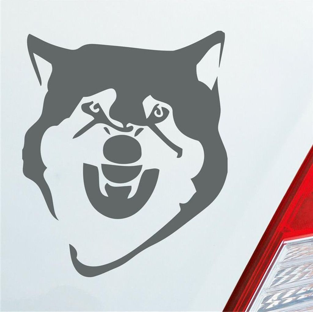Auto Aufkleber Böser Husky angry Dog Tier Hund 12x10 cm Grau Sticker Heckscheibenaufkleber