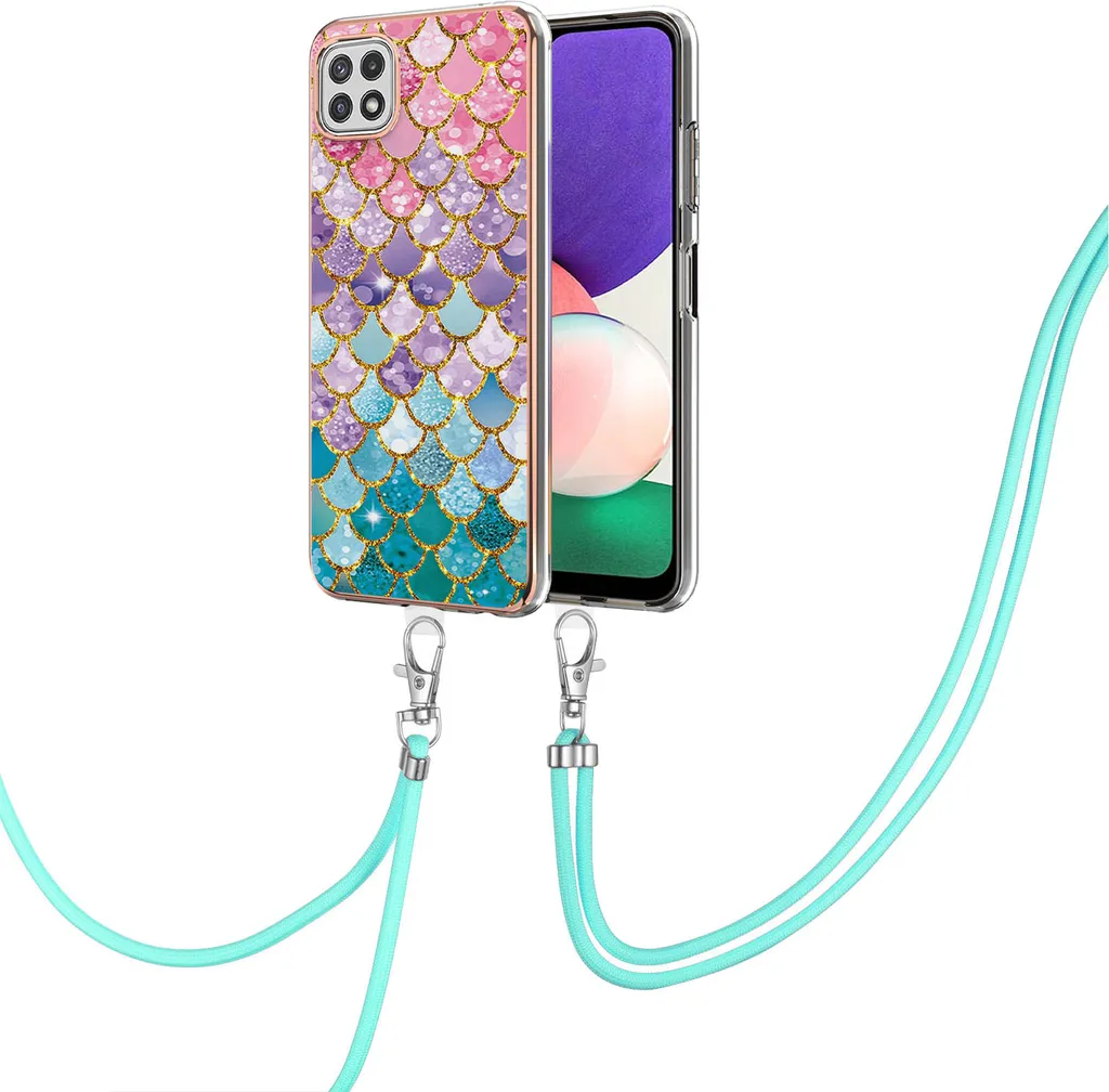 Custodia Samsung A22 5G con Laccio: Protezione TPU Fantasia a Tracolla