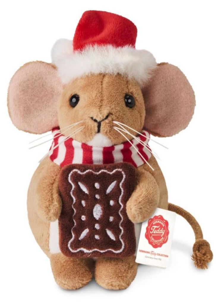 Teddy Hermann Kuscheltier Weihnachtsmaus mit Lebkuchen Produktbild 