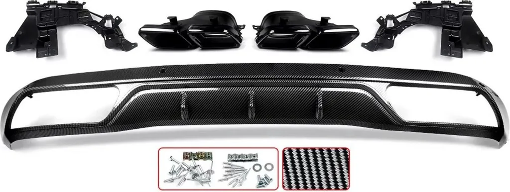 Diffuseur arrière sport noir brillant avec canules Mercedes W205