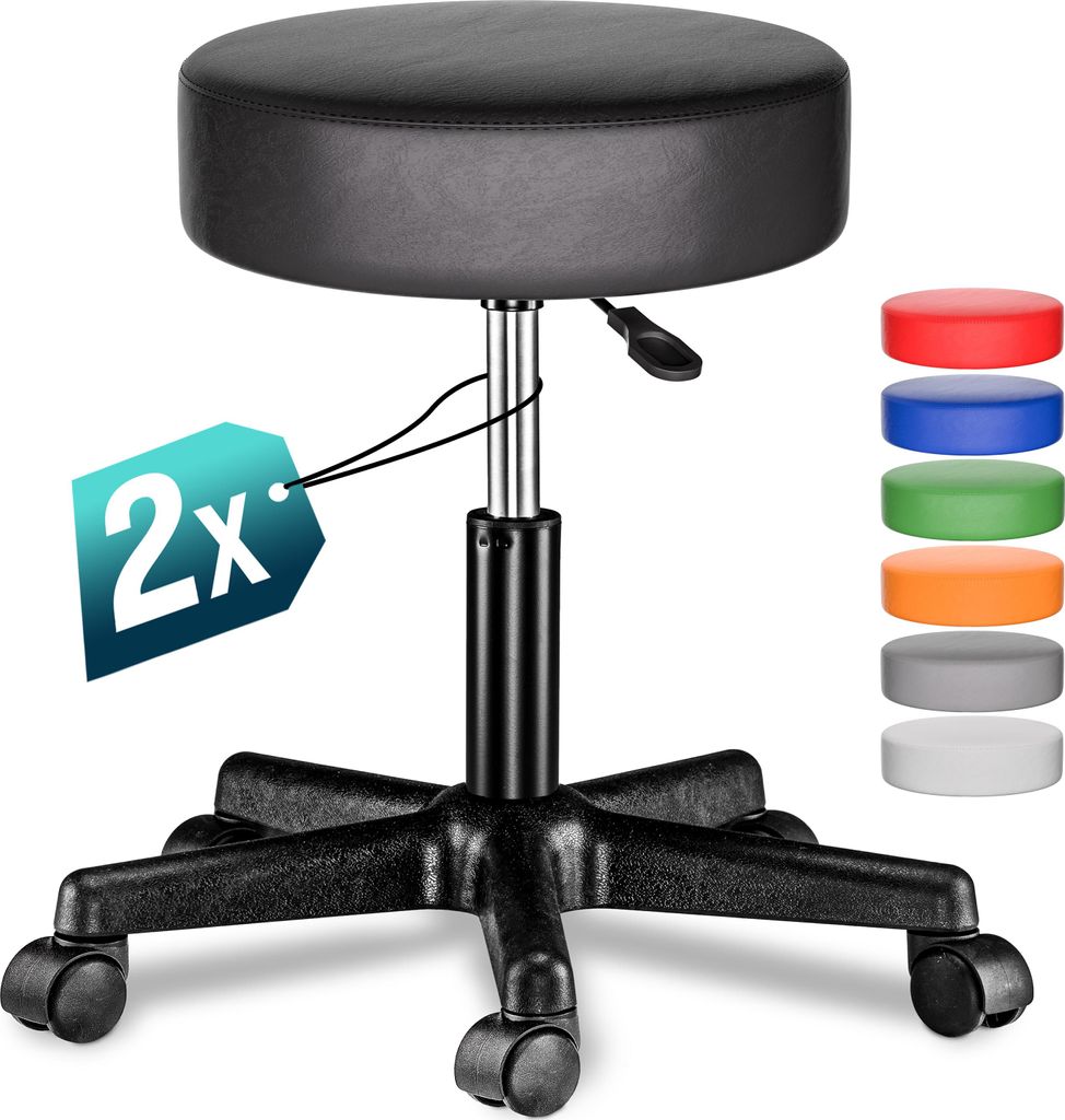 CASARIA® Lot de 2 tabourets de bureau noir pivotant 360° Image du produit 