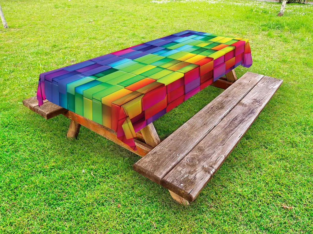 Tovaglia Esterno ABAKUHAUS 145x265 cm - Antimacchia Astratta Arcobaleno