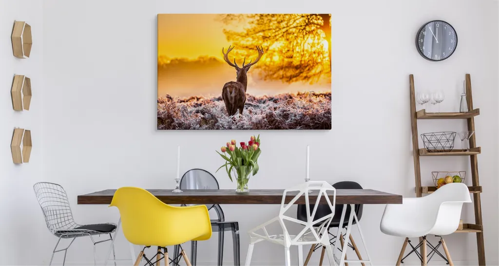 Poster XXL Cervo Neve 100x70 cm - Carta da Parati Moderna su Tela - 2