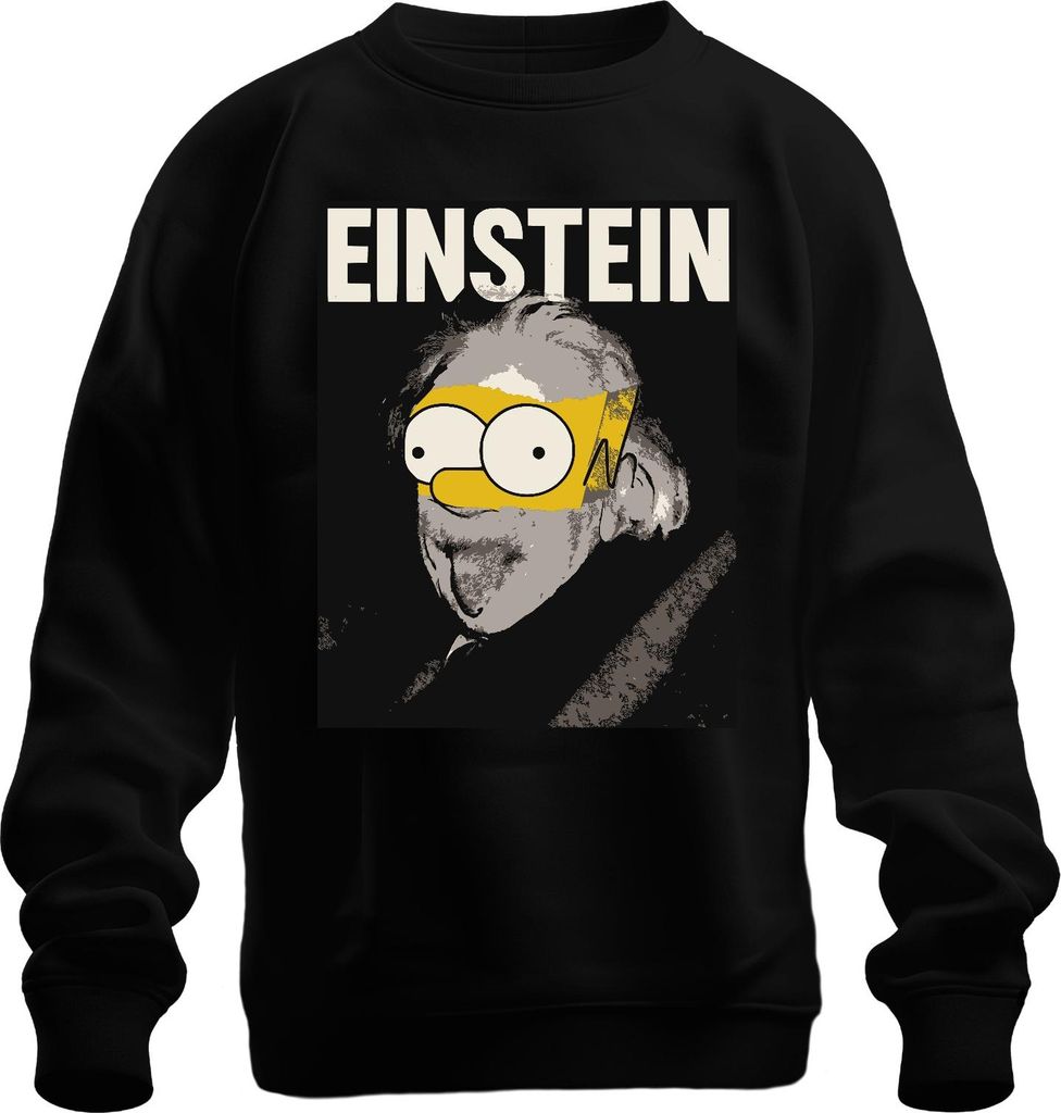 Einstein Parodie Simpsons Mashup Nerd Physik Wissenschaft Retro Uni Sweatshirt Pullover, Schwarz, XXL