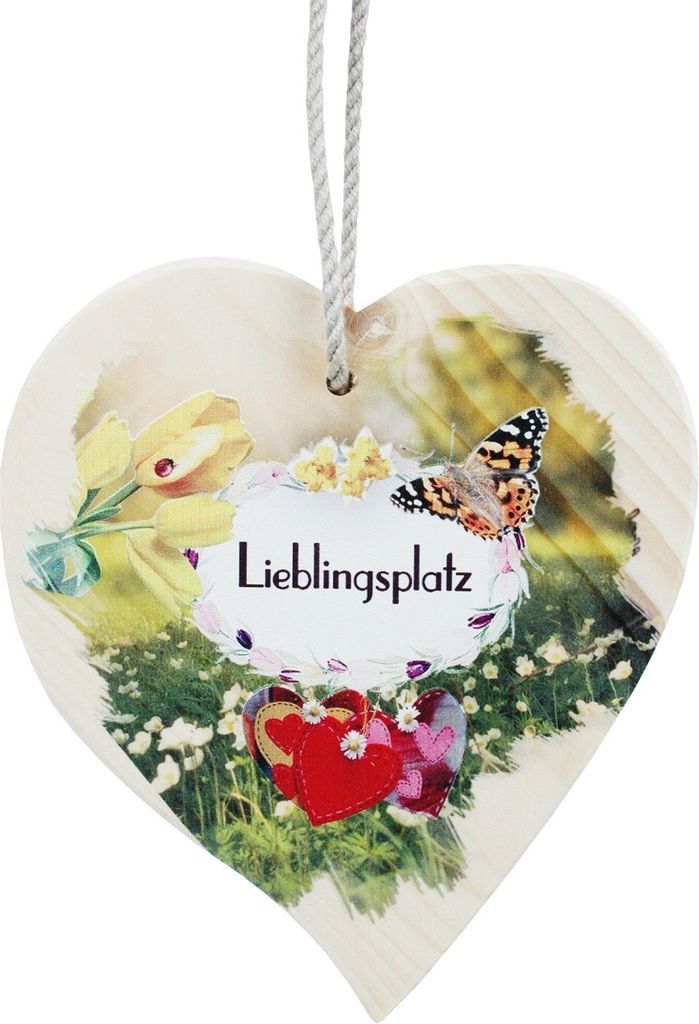 Herz Türschild, Lieblingsplatz, 17 cm, Holzschild Spruchschild, Geschenkidee