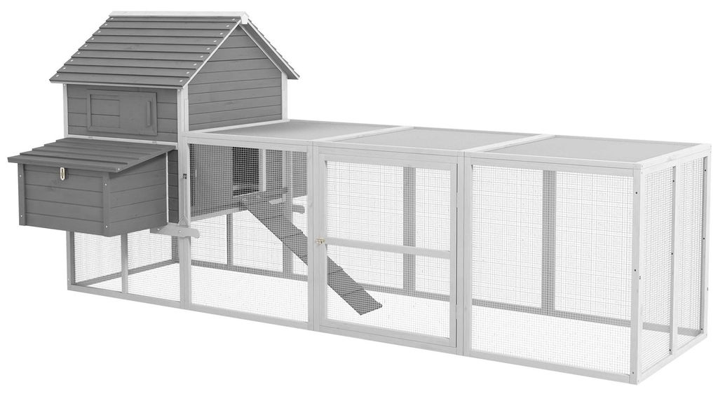 Hühnerstall Garten - Hühnergehege außen - Modell T1005-01-02890 - 310,5x149,5x149 cm - Edelstahl - Hühnerhaus, Rampe, Auslauf - Wasserdichtes D...