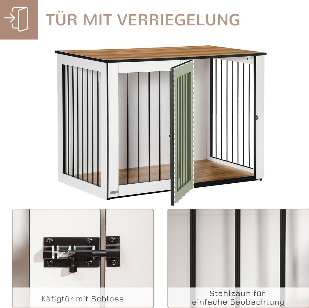 PawHut Hundekäfig Für Zuhause, Abschließbar Hundehütte Mit Kissen Hundebox Mit Paletten Hundehaus Fur Mittelgrosse Hunde Unter 20 Kg Grau 88 X 55 X 71 Cm PawHut Hundekäfig Für Zuhause, Abschließbar Hundehütte Mit Kissen Hundebox Mit Paletten Hundehaus Fur Mittelgrosse Hunde Unter 20 Kg Grau 88 X 55 X 71 Cm