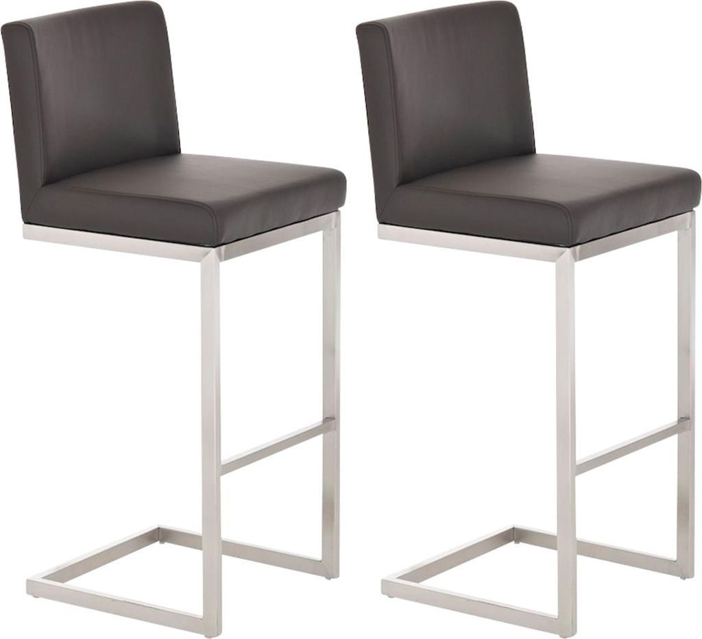 CLP 2er Set Barhocker Paros mit Kunstlederbezug Edelstahl Produktbild 