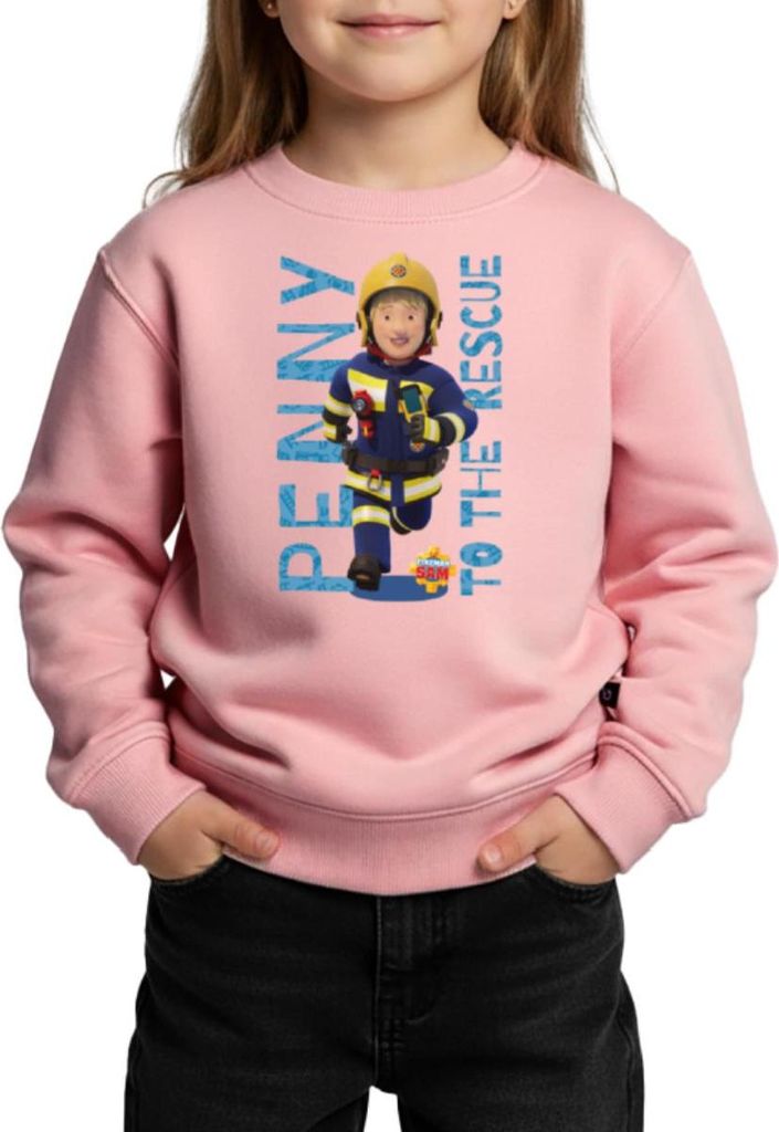 Spreadshirt Feuerwehrmann Sam Penny To The Rescue Kinder/Teenager Premium Pullover, 146/152 (10 Jahre), Rosa