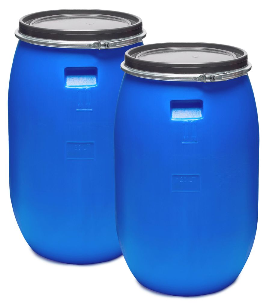 Lot de 2 fûts à couvercle 120 litres en PEHD, fûts Image du produit 