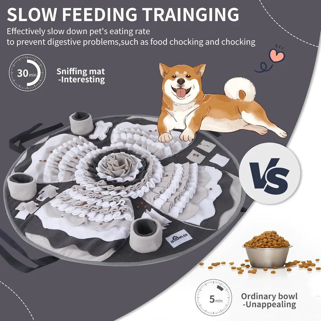 IEUUMLER tappeto sniffer per cani tappetino lavabile per l'addestramento tappetino antiscivolo per il cibo giocattolo di intelligenza per cani FC017 grigio - 7