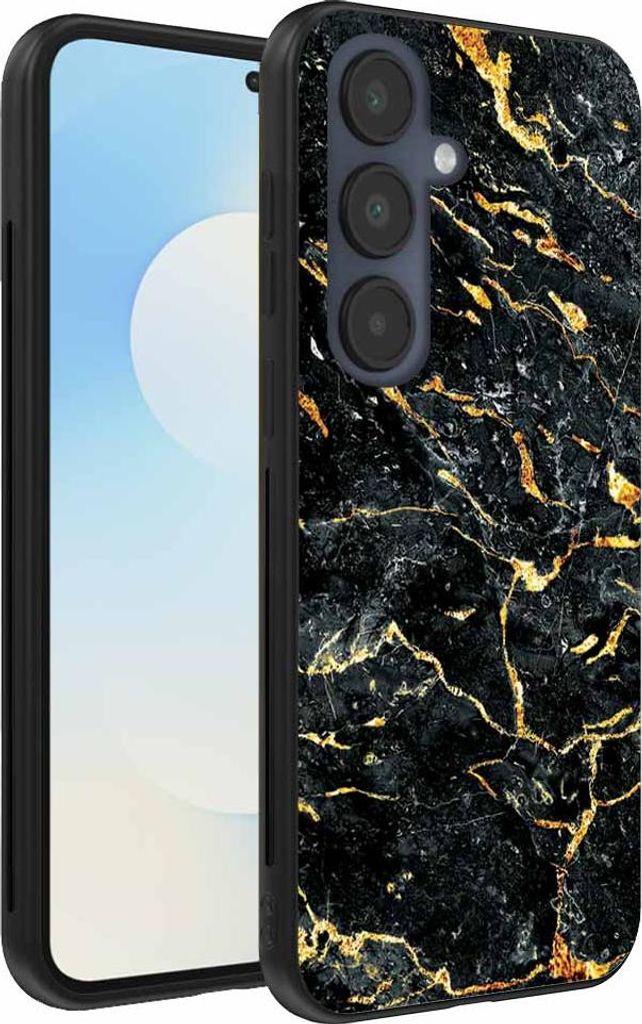 Fit für Samsung Galaxy S25 FE Telefon Fall mit schwarzem Gold Marmor Print - TPU Backcover Fall schwarz Gold Marmor Design - Schwarz Gold - Smartp...