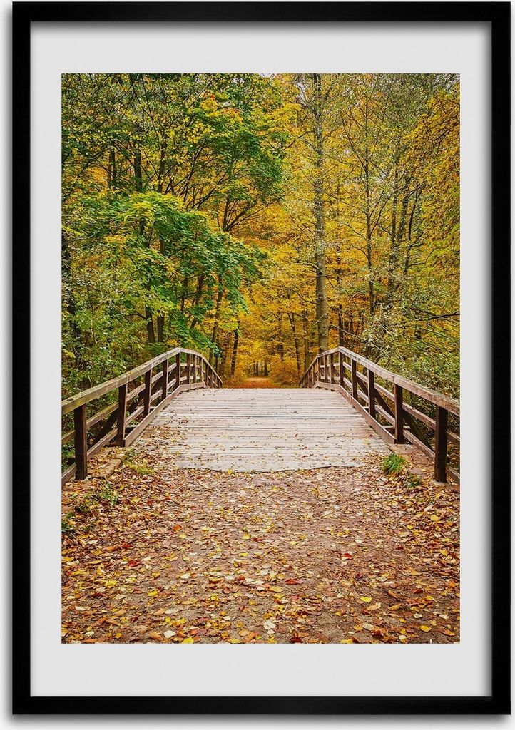 Bild - Bilderrahmen - 50 cm x 70 cm - MDF - Rahmen - Wandkunst Herbstwald