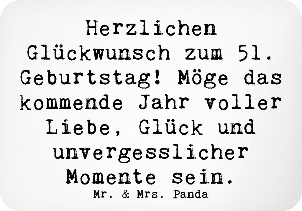 Mr. & Mrs. Panda magnet Spruch 51. Geburtstag - Weiß - Geschenk, Notizhalter, designmagnet, Freunde, Kühlschrankmagnet, Geburtstagsgeschenk, Zune...