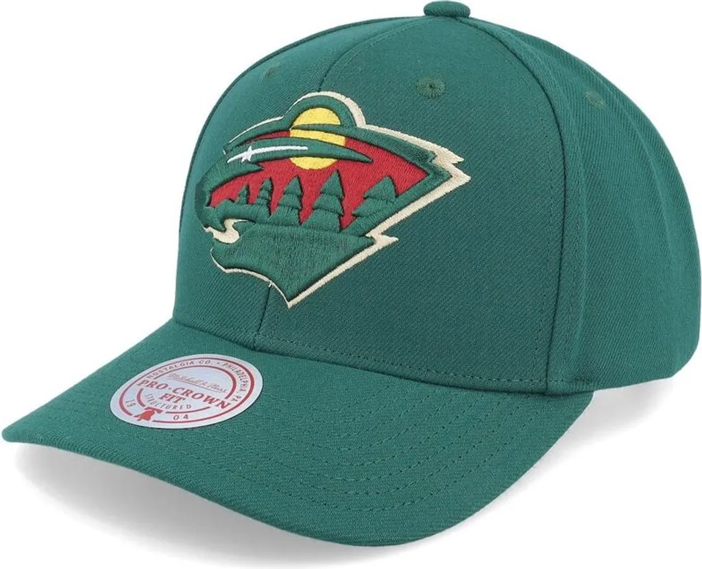 Snapback Minnesota Wild Mitchell & Ness Vert Chasseur Broderie Relief