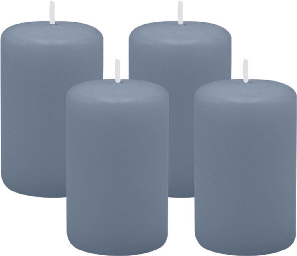 4er Set Adventskranzkerzen Pacific Blau Grau Ø 50 x 80 mm