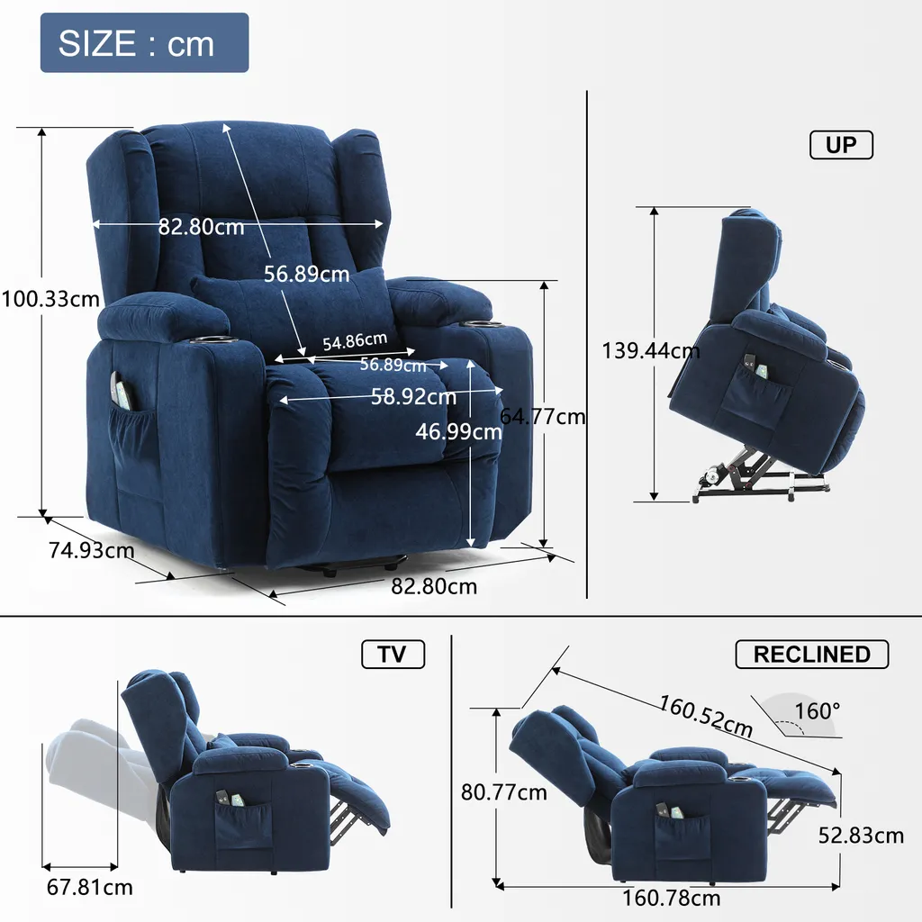 Soulagez votre dos avec le fauteuil de massage relevable bleu USB