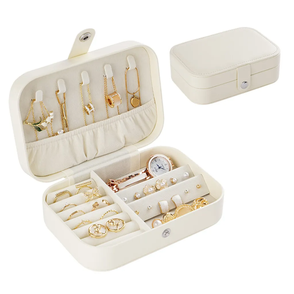 INF Scatola Portagioie Bianco in Finto Cuoio | Elegante Organizer Gioielli