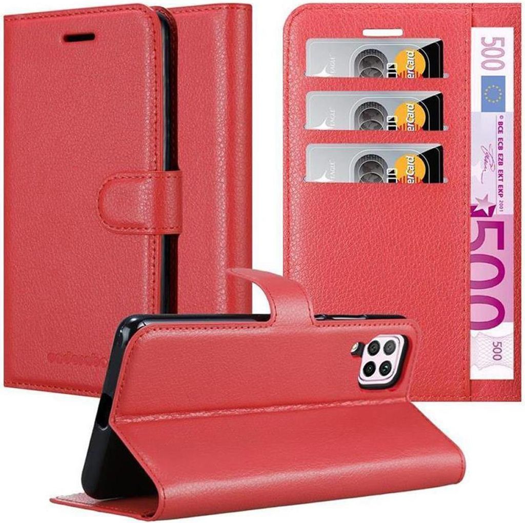 Cadorabo Hülle für Huawei NOVA 6 SE / P40 LITE / NOVA 7i Schutz Hülle in Rot Handyhülle Etui Case Cover Magnetverschluss
