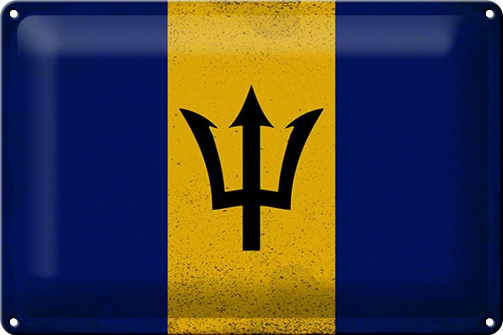 Blechschild Flagge Barbados 30x20cm Flag Barbados Vintage Produktbild 
