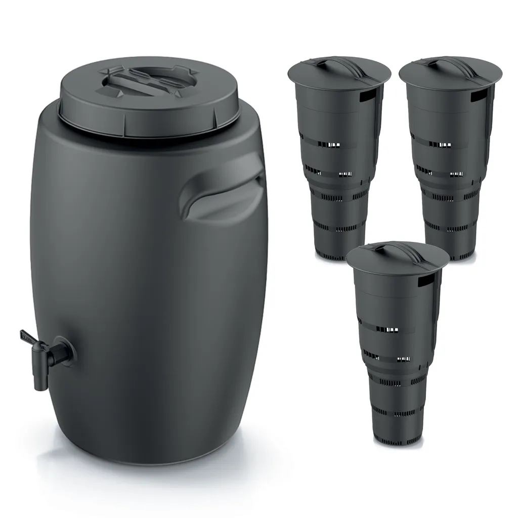 Réservoir d'engrais 55L noir anthracite et 3 bacs à compost enterrés
