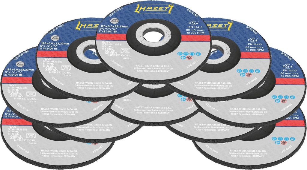 Hazet Schruppscheiben Satz, 125 x 6 x 22,23 mm (5 x 1/4 x 7/8) 10-tlg.