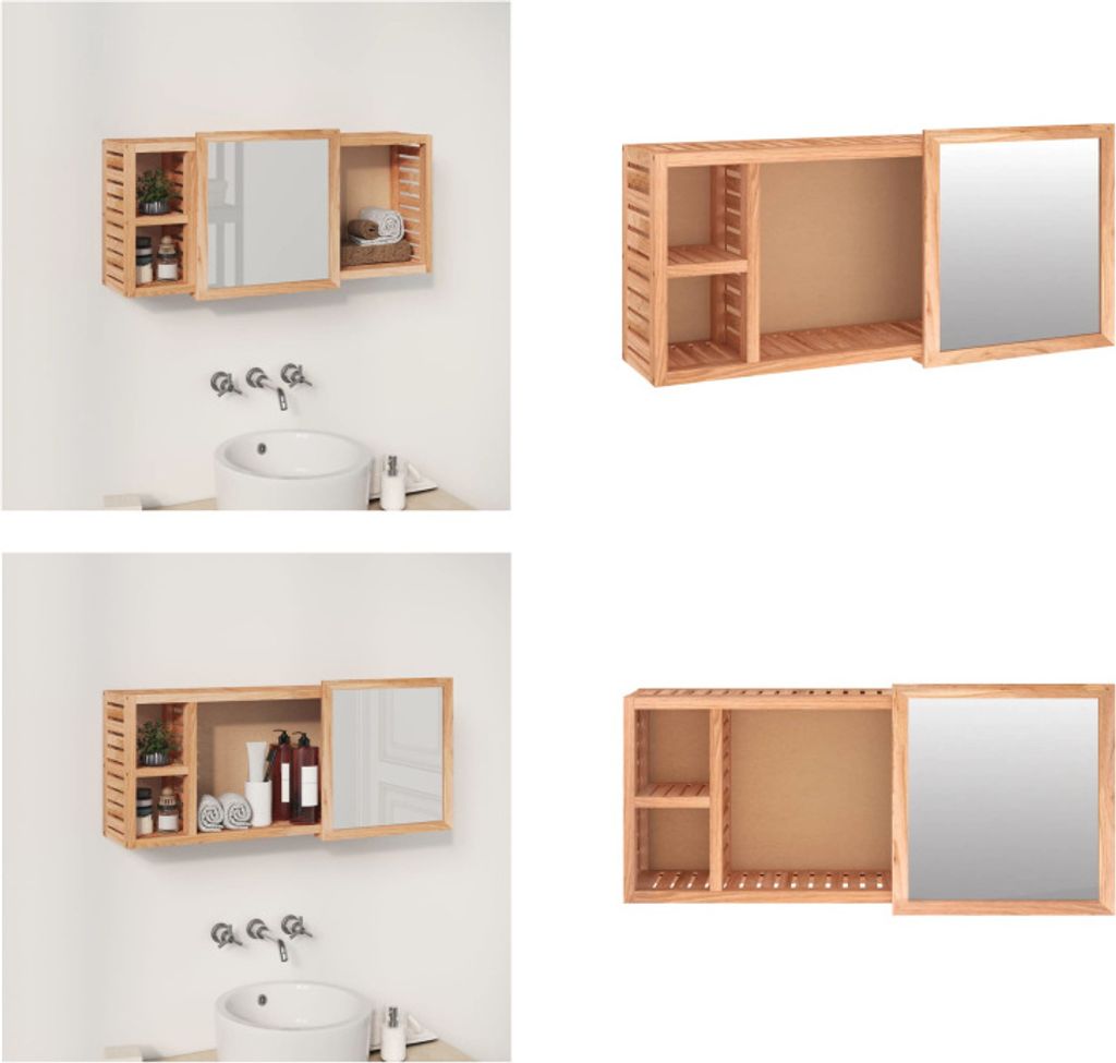 vidaXL Spiegelschrank 80x17x34 cm Massivholz Nussbaum - Spiegelschrank - Spiegelschränke - Badezimmermöbel - Badmöbel