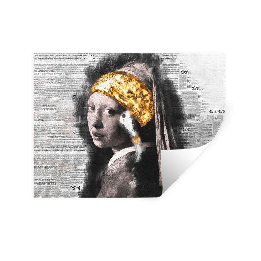 MuchoWow Wandtattoo Wandsticker Wandaufkleber Das Mädchen mit dem Perlenohrring - Vermeer - Collage 80x60 cm Selbstklebend und Repositionierbar ...