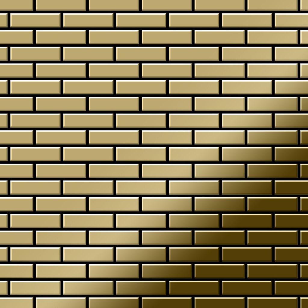 Mosaik Fliese massiv Metall Titan hochglänzend gold 1,6mm stark PK-Ti-GM