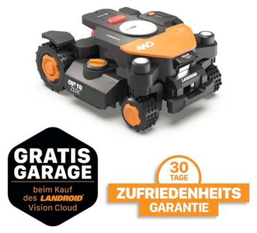 Mähroboter WORX WR344E 20V Landroid Vision Cloud L4000 22cm/800m², AI-Rasenmäher Roboter, Allrad, inkl. Cut to Zero + GR