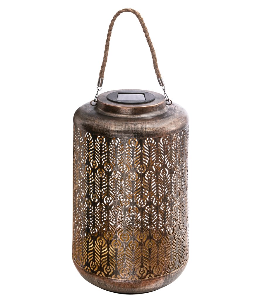 Dehner Solar-Laterne Chiara, warmweiß, Ø 20 cm, Höhe 35 cm, Produktbild 