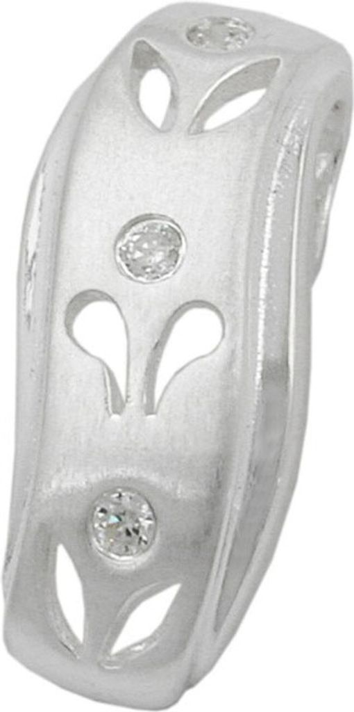Anhänger aus 925 Silber matt Rand glänzend mit Zirkonia Damen Kettenanhänger