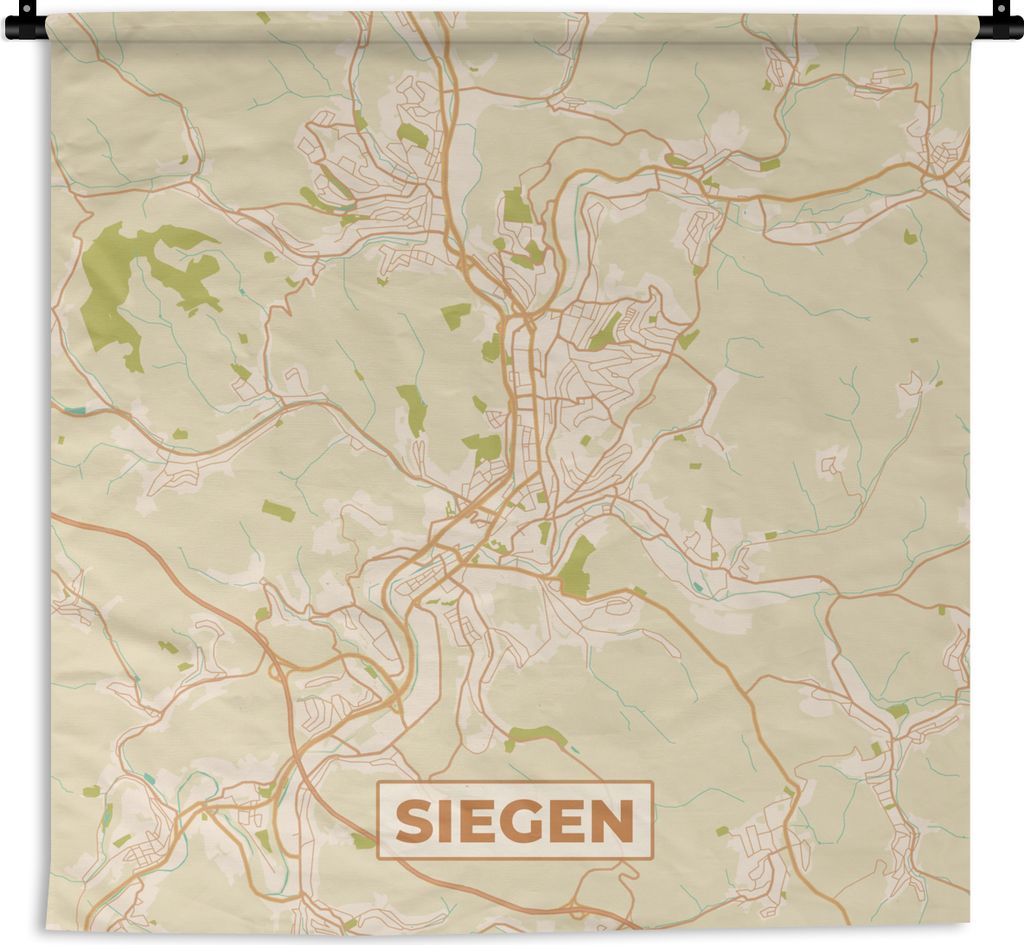 MuchoWow Wandteppich Wandbehang Siegen - Karte - vintage - Stadtplan 120x120 cm Tapisserie Dekoration Wandtuch - Modern - Baumwollgewebe
