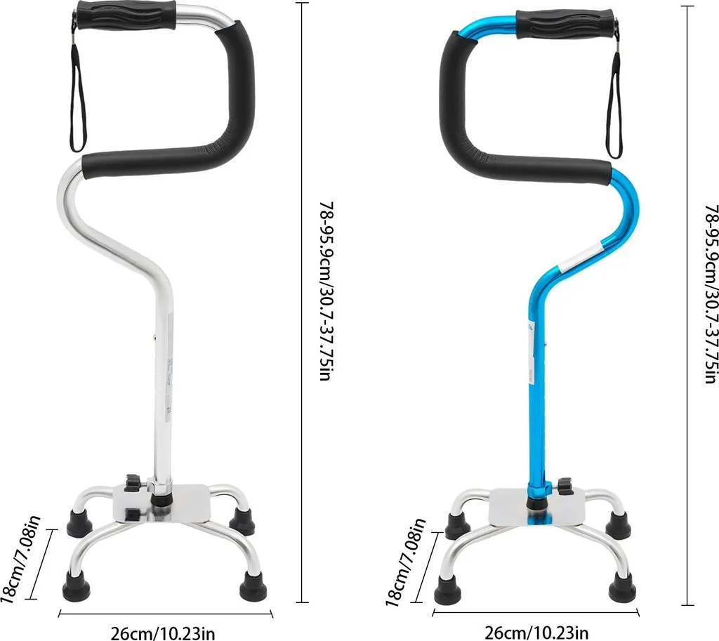 Canne quadripode stable pour aide à la marche et équilibre sécurisé