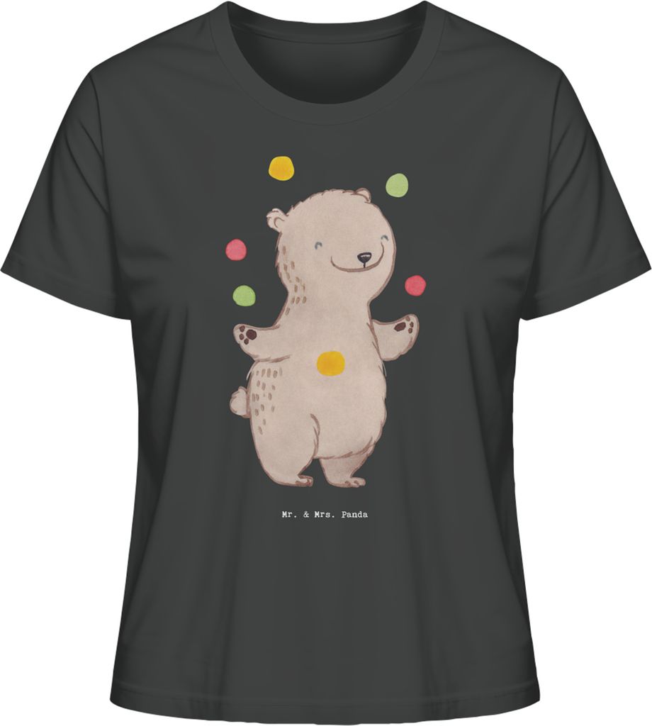 Mr. & Mrs. Panda Damen Kurzarmshirt Bär Jonglieren Größe M - Anthrazit - Geschenk, Zirkus, Jongleur, T-Shirt, Baumwoll, Oberteil, Artistik, Basi...