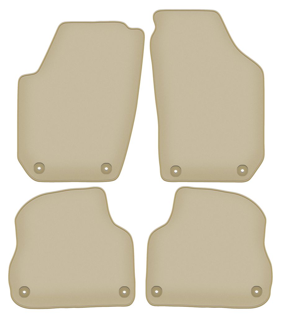 Velours-Fußmatten PREMIUM beige passend für Skoda Fabia II (2007-2014, Schrägheck, Kombi) – mit Befestigungen – passgenau