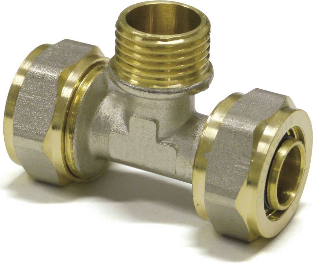 Pipetec Schraubfitting-T-Stück mit Mittelabgang Außengewinde 16 x 2mm - 1/2"AG - 16 x 2mm : 16 x 2 - 1/2 Zoll - 16 x 2 mm Größe: 16 x 2 - 1/2 Z...
