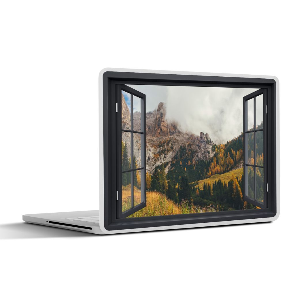 MuchoWow Laptop Aufkleber Sticker Cover Aussicht - Berg - Baum 40x30 cm - Laptop Dekoration - Selbstklebend