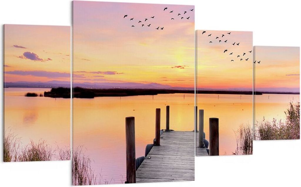 Bild auf Leinwand - Leinwandbild - Fußgängerbrücke Sommer Menschen Liebe - 160x90cm - Wand Bild - Wanddeko - Leinwanddruck - Bilder - Kunstdruck...