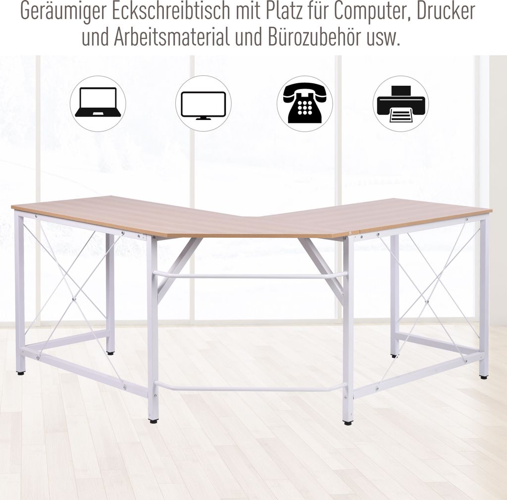 HOMCOM Computertisch Schreibtisch L-Form Arbeitstisch Produktbild 5