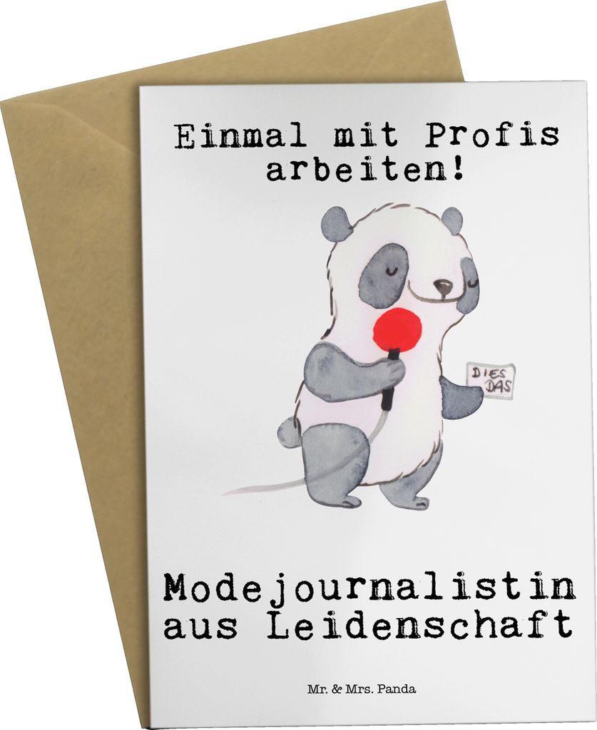 Mr. & Mrs. Panda Glückwunschkarte Modejournalistin Leidenschaft - Weiß - Geschenk, Witzig, einladungskarten, osterkarten, Ausbildung, Spruch, hoc...