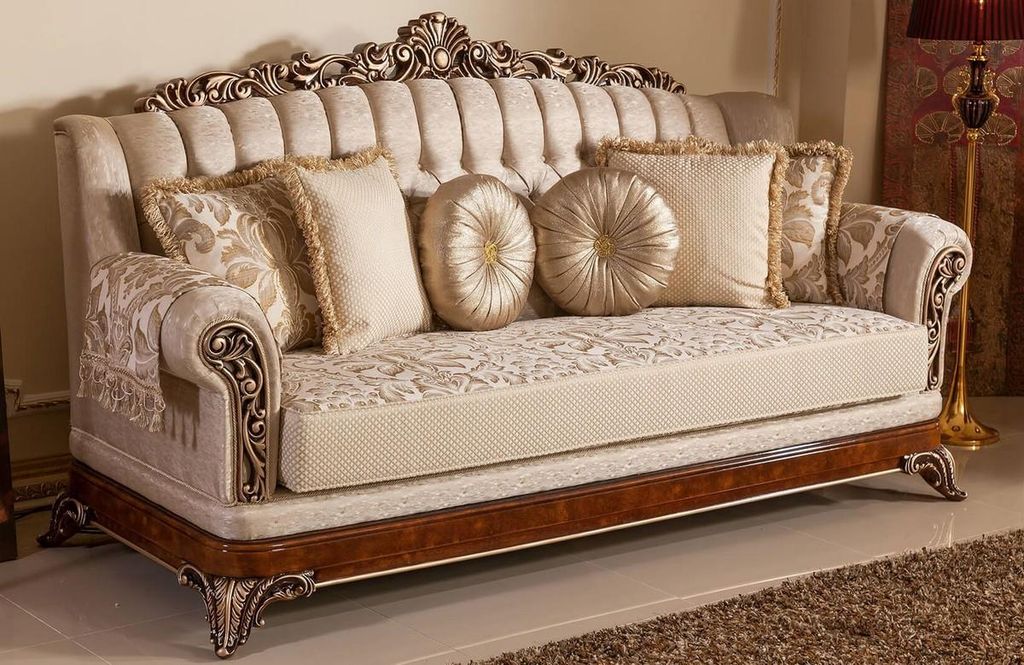 Casa Padrino Luxus Barock Sofa Gold / Braun / Bronzefarben - Prunkvolles Wohnzimmer Sofa mit elegantem Muster - Barock Wohnzimmer & Hotel Möbel - ...