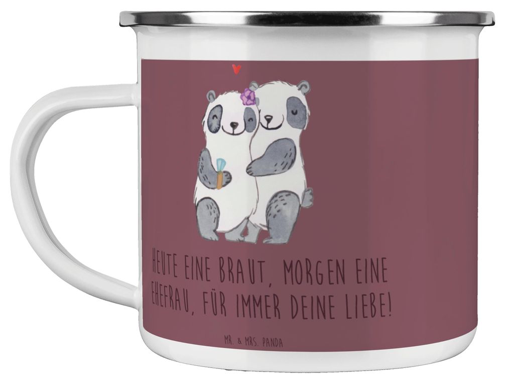 Mr. & Mrs. Panda Emaille Tasse Braut Liebe - Kaffa Coffee - Geschenk, Heiraten, Hochzeitstag, Romantik, Becher, Heirat, Teetasse, Brautgeschenk, Ha...