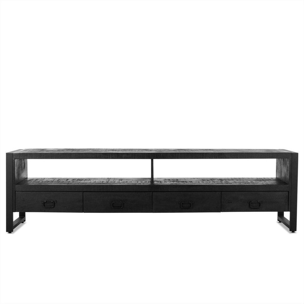 TV-Lowboard Britt aus Mangoholz 220cm - Schwarz
