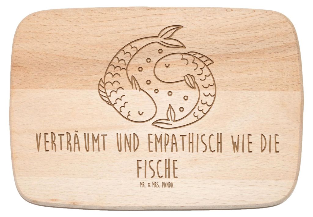 Mr. & Mrs. Panda Schneidebrett Sternzeichen Fische - Transparent - Geschenk, Holzbrett, Frühstücksbrettchen, Sternbild, Fisch, Frühstücksbrett,...