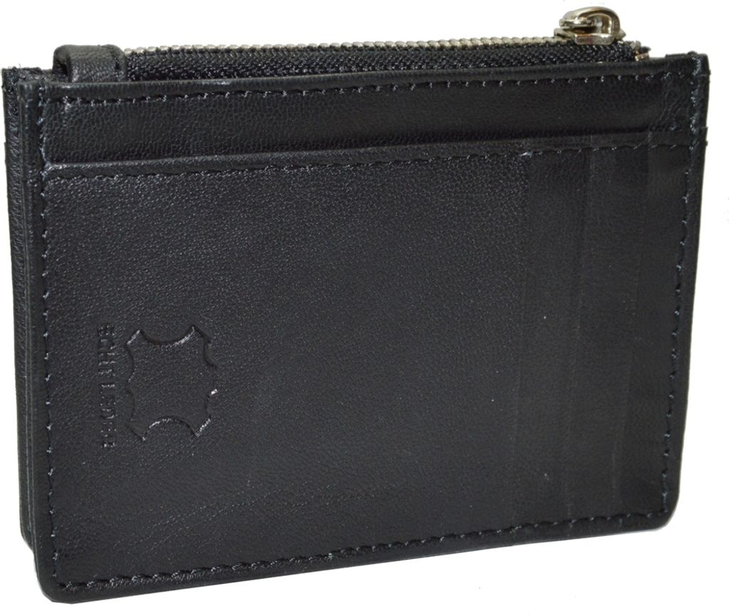 ELtorro Uni Geldbörse Kreditkarten Etui Münzfach Echt Leder (schwarz)