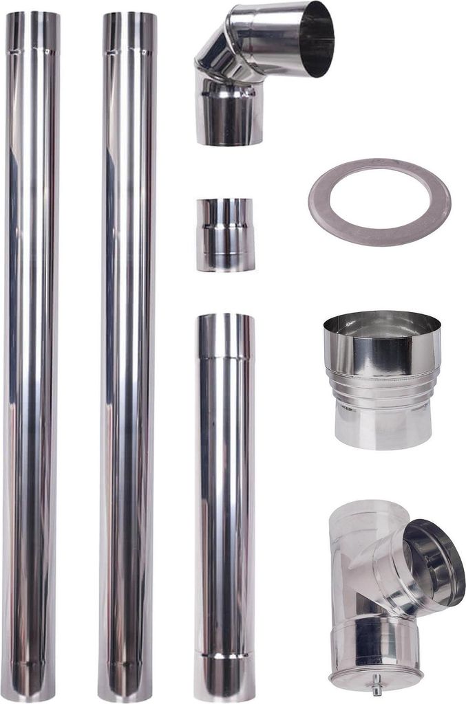 Schornstein bausatz für Pelletofen, Edelstahl AISI 304, 80-150mm