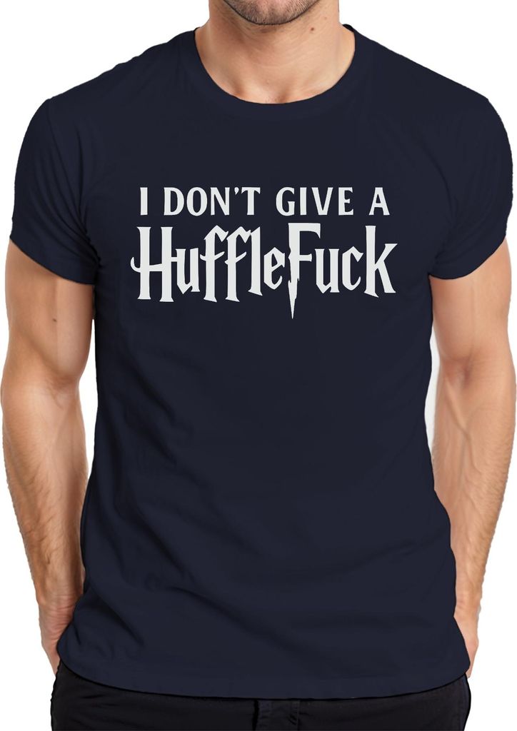 I don't give a Hufflefuck Lustig Halloween Harry Potter Fan Geschenk Herren T-Shirt, Navy, M