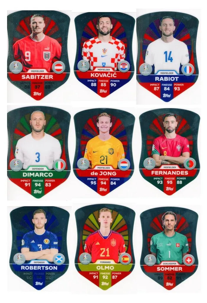 Lot Intégral 9 Cartes Chrome Pro Elite Shield SC 1-9 - UEFA EURO 2024